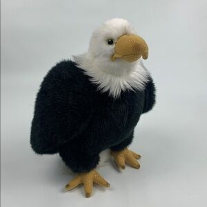 Vintage Aurora Plush Bald Eagle Black and White gold